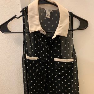 Black and White Button Down Blouse